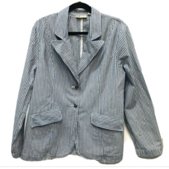 Faded Glory 1972 Womens Jacket White Blue Strip XL - Picture 1 of 4